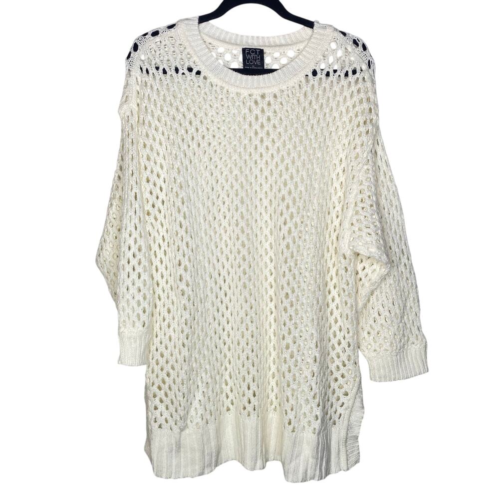 FCT with Love White Open Knit Sweater Size 3X Nautical Fisherman Y2K Boho